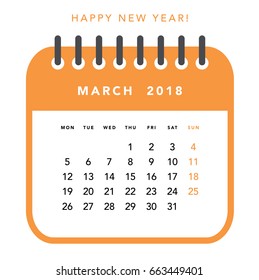Colorful monthly calendar Layout for 2018 years. Week starts from Monday.