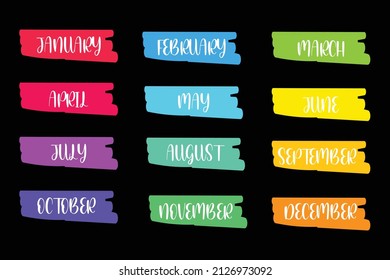 Colorful Monthly Header Planner Stickers free vector