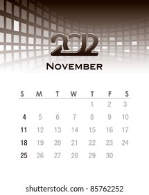 Colorful monthly vector calendar for 2012 with abstract background