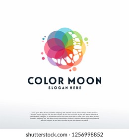 Colorful Moon logo vector, Dream Stone logo designs template, design concept, logo, logotype element for template