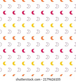 Colorful moon seamless pattern with white background.