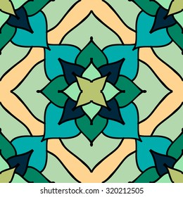 Colorful Moroccan tiles ornaments. Can be used for wallpaper, pattern fills, web page background, surface textures. Vector illustration