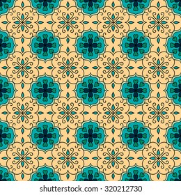 Colorful Moroccan tiles ornaments. Can be used for wallpaper, pattern fills, web page background, surface textures. Vector illustration