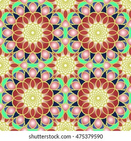 Colorful Moroccan tiles ornaments. Can be used for wallpaper, pattern fills, web page background, surface textures. Vector illustration