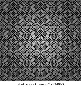 Colorful mosaic backdrop in black, white and gray colors. Geometric hipster tiles background. Abstract retro seamless pattern of geometric shapes. Vector illustration.