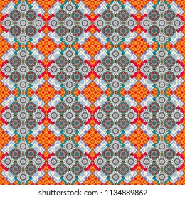 Colorful mosaic backdrop in gray, beige and blue colors. Vector illustration. Geometric hipster tiles background. Abstract retro seamless pattern of geometric shapes.