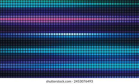 Colorido fondo de mosaico. Cuadrados LED de color Abstractas. Tecnología digital cuadrado de fondo multicolor. Fondo de cuadrícula de píxeles brillante. Ilustración vectorial.
