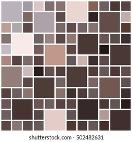Colorful mosaic background. Color mosaic texture. Chocolate shades. Brown particles. Vector illustration.