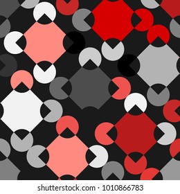 Colorful Mosaic Background with Multicolored Squares and Circles. Colorful Background for Tile, Fabric, Paper, Tablecloth, Banner, Textile. Colorful Mosaic Background in Classic Style. Pattern.