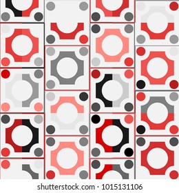 Colorful Mosaic Background with Multicolored Squares and Circles. Tile, Fabric, Paper, Tablecloth, Banner, Textile. Background in Classic Style. Pattern.