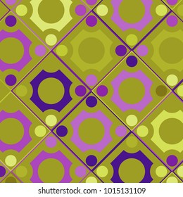 Colorful Mosaic Background with Multicolored Squares and Circles. Tile, Fabric, Paper, Tablecloth, Banner, Textile. Colorful Mosaic Background in Classic Style. Pattern.