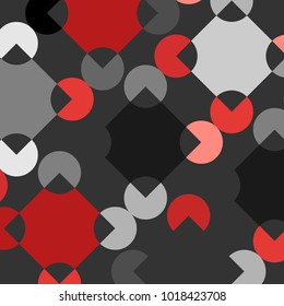 Colorful Mosaic Background with Multicolored Squares and Circles. Colorful Background for Tile, Fabric, Paper, Tablecloth, Banner, Textile. Colorful Mosaic Background in Classic Style. Pattern.