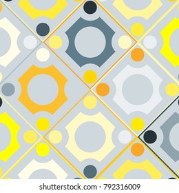 Colorful Mosaic Background with Multicolored Squares and Circles. Colorful Background for Tile, Fabric, Paper, Tablecloth, Banner, Textile. Colorful Mosaic Background in Classic Style. Pattern.