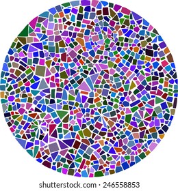 Colorful mosaic background in a round shape. Ceramic tile texture. Easy to recolor.