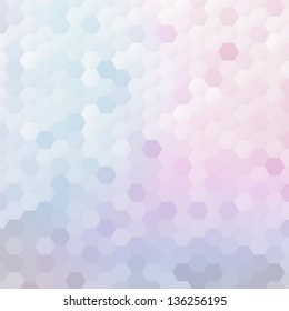 Colorful mosaic banner for your design. Geometric hipster retro background. Honeycomb with gradient background. Elegant vector bokeh texture