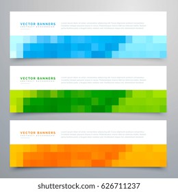 colorful mosaic banners set of three