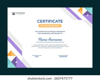 Colorful mosaic certificate template vector design