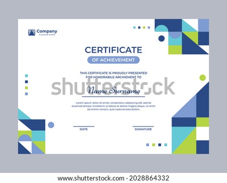 Colorful mosaic certificate template vector design