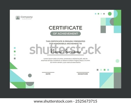Colorful mosaic certificate template vector design