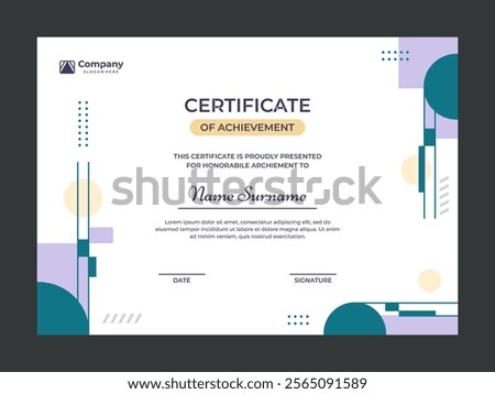 Colorful mosaic certificate template vector design
