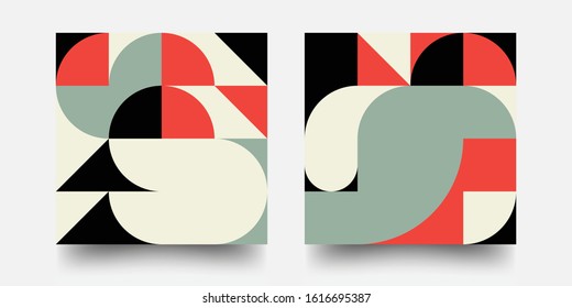 Colorful Mosaic Covers Design. Minimal Geometric Pattern. Abstract Vector Pattern Design In Scandinavian Style For Branding, Web Banner, Business, Fashion, Prints On Fabric.