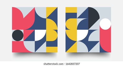 Colorful Mosaic Covers Design. Minimal Geometric Pattern. Abstract Vector Pattern Design In Scandinavian Style For Branding, Web Banner, Business, Fashion, Prints On Fabric.