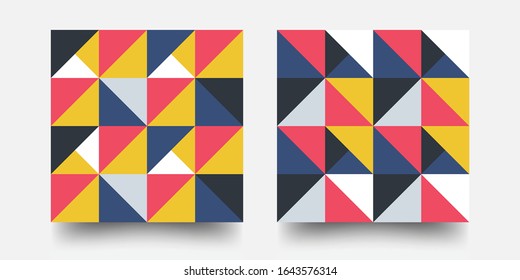 Colorful Mosaic Covers Design. Minimal Geometric Pattern. Abstract Vector Pattern Design In Scandinavian Style For Branding, Web Banner, Business, Fashion, Prints On Fabric.