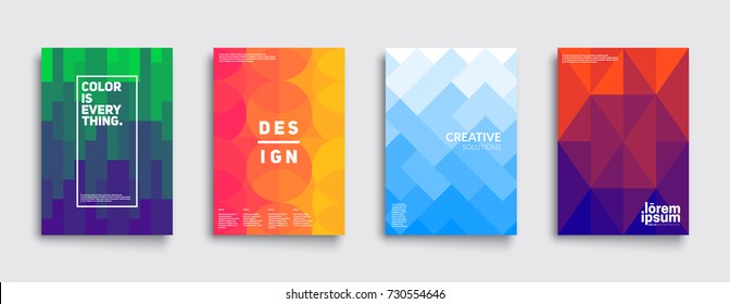Colorful mosaic covers design  Minimal geometric pattern gradients  Eps10 vector 
