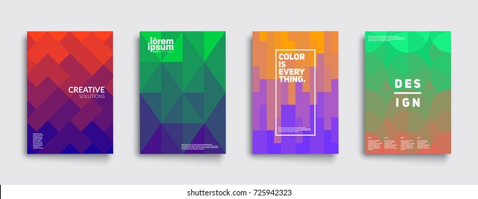 Colorful mosaic covers design. Minimalistic geometric pattern gradients. Eps10 vector.