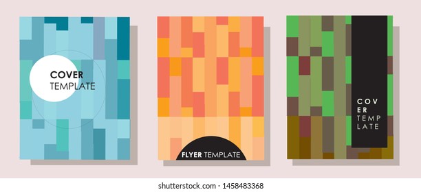 Colorful mosaic covers flyer design. Minimal geometric pattern gradients Flat element Good for cover, invitation, banner, placard, brochure, poster, card, flyer and other.