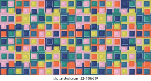 Colorful and mosaic cube tile.Texture multicolored for print and stylish illustration. Seamless vector for application on pillows, textiles or wallpapers.