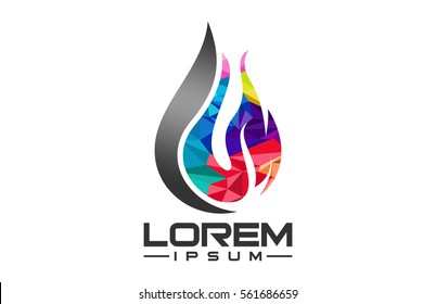 colorful mosaic flame icon
