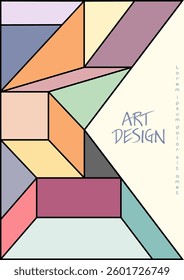 Colorful mosaic of geometric shapes. Geometric abstraction. Cover, design and creative ideas background template