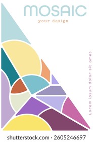 Colorful mosaic of geometric shapes. Geometric abstraction. Cover, design and creative ideas background template