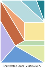 Colorful mosaic of geometric shapes. Geometric abstraction. Cover, design and creative ideas background template