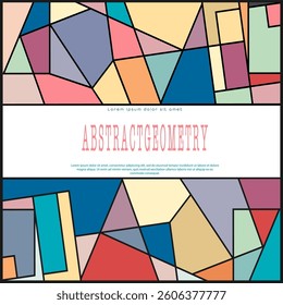 Colorful mosaic of geometric shapes. Geometric abstraction. Cover, design and creative ideas background template