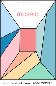 Colorful mosaic of geometric shapes. Geometric abstraction. Cover, design and creative ideas background template