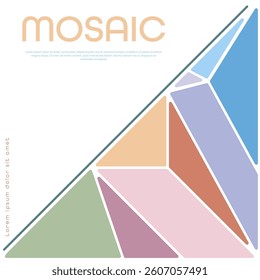 Colorful mosaic of geometric shapes. Geometric abstraction. Cover, design and creative ideas background template