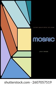 Colorful mosaic of geometric shapes. Geometric abstraction. Cover, design and creative ideas background template