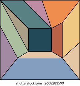 Colorful mosaic of geometric shapes. Geometric abstraction. Cover, design and creative ideas background template