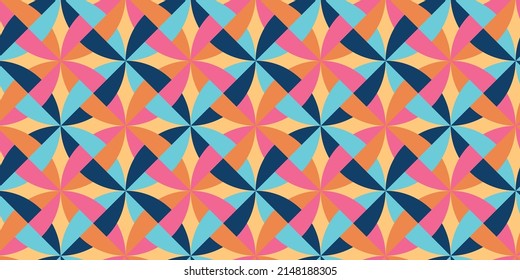 Colorful mosaic geometry seamless pattern in pastel colors for background, fabric, textile, wrap, surface, web and print design. Vector tile rapport in soft colors. 