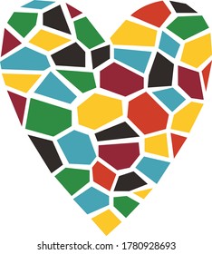 Colorful mosaic heart vector icon isolated