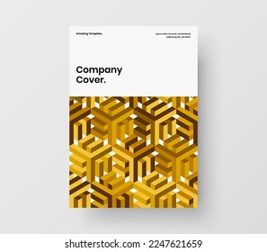 Colorful mosaic hexagons catalog cover concept. Simple banner design vector layout.