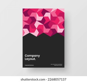 Diseño de folletos hexagonales en mosaico de colores. Diseño del vector A4 del folleto de la empresa limpio.