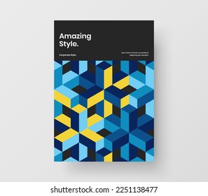 Plantilla del folleto de mosaico hexagonal colorido. Ilustración vectorial de diseño de portada de la empresa limpia.