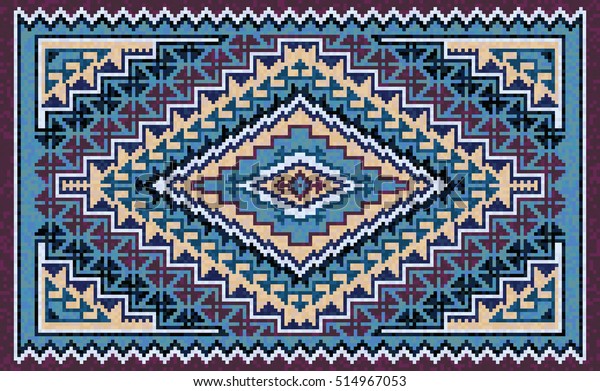Colorful Mosaic Navajo Rug Traditional Folk Stock Vector Royalty Free 514967053,1970s Fashion Designers