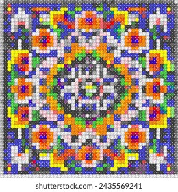 Colorful mosaic pattern with abstract geometric shapes.