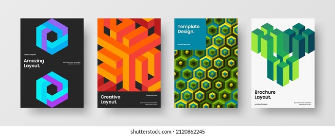 Conjunto de diseño de folletos de mosaicos coloridos. Nuevo conjunto de conceptos vectoriales de diseño de la letra de mano.