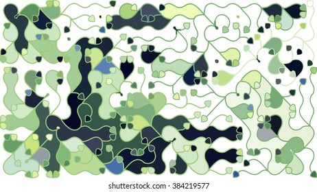 Colorful mosaic pattern consisting of a smooth curved lines against white background