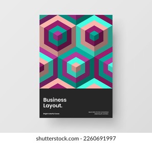 Colorful mosaic pattern front page template. Fresh corporate identity A4 vector design layout.